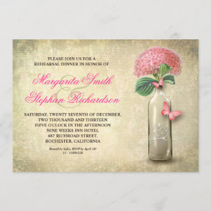 Invitation Dîner de répétition de bouteille de vin vintage in