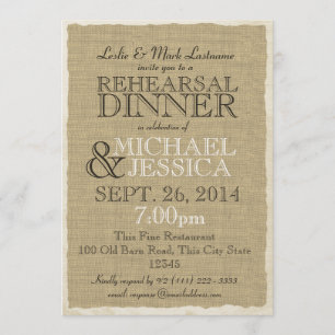 Invitation Dîner de répétition de Burlap