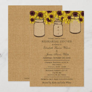 Invitation Dîner de répétition de Burlap Mason Jars