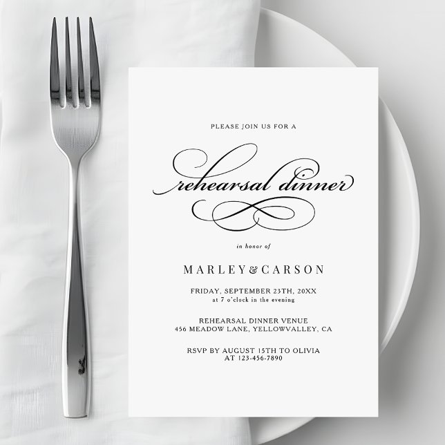 Invitation Dîner de répétition de calligraphie de script mode (Créateur téléchargé)