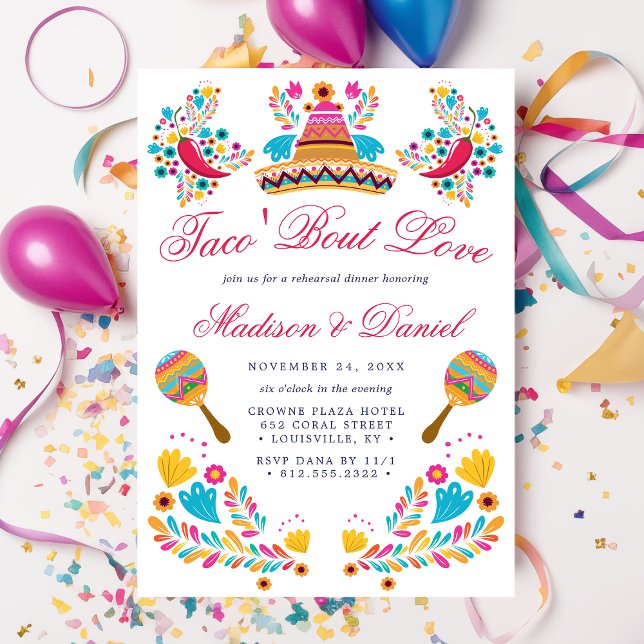 Invitation Dîner de répétition de Chapeau Floral Fiesta Mexic (Créateur téléchargé)