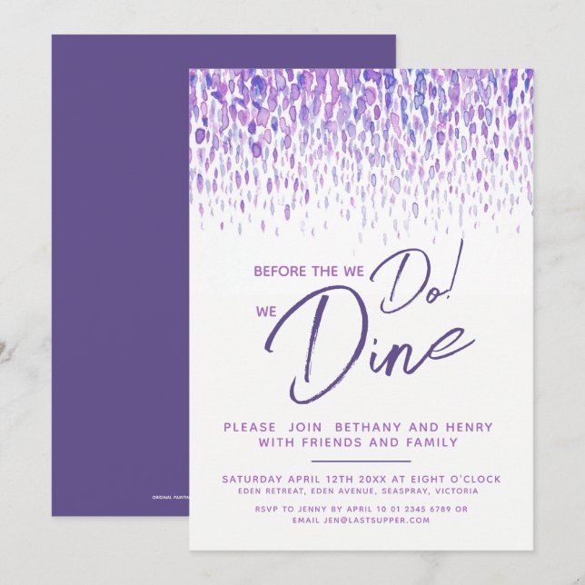 Invitation Dîner de répétition de dab violet avant de faire (Devant / Derrière)
