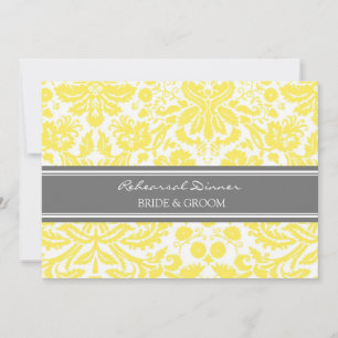 Invitation Dîner de répétition de Damas gris citron