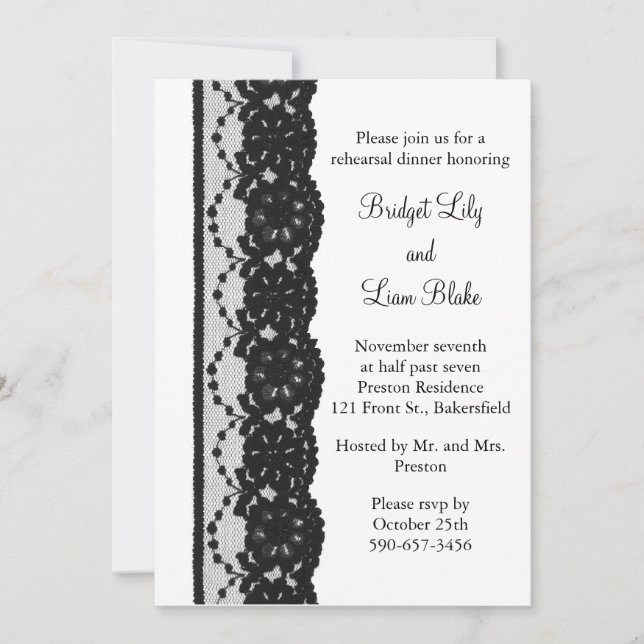 Invitation Dîner de répétition de dentelle (blanc) (Devant)