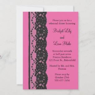 Invitation Dîner de répétition de dentelle (fuchsia)