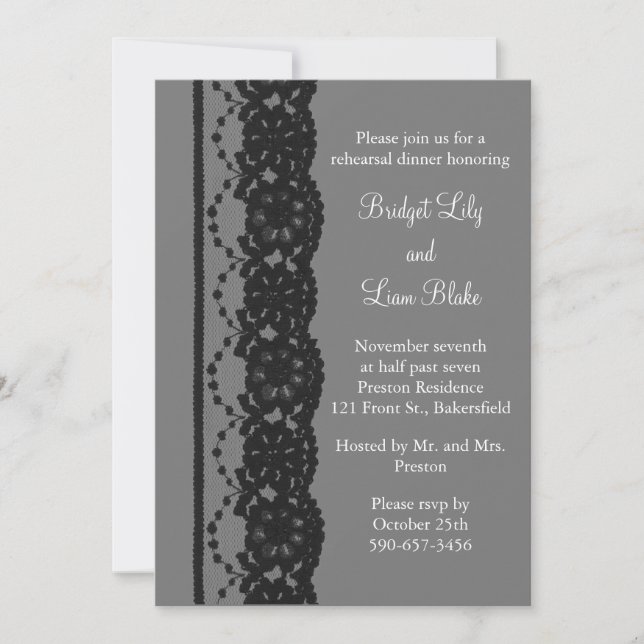Invitation Dîner de répétition de dentelle (gris) (Devant)
