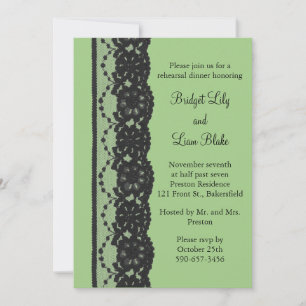 Invitation Dîner de répétition de dentelle (vert)