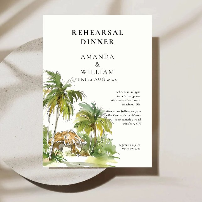 Invitation Dîner de répétition de destination tropicale (Créateur téléchargé)
