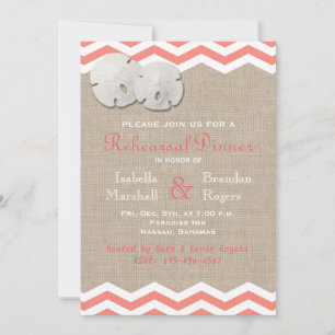 Invitation Dîner de répétition de Dollar de Sable de Corail &