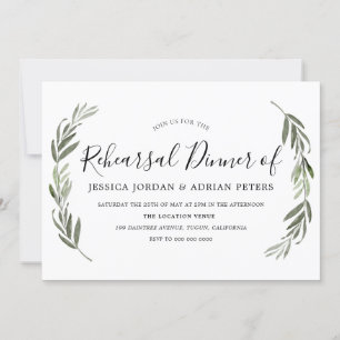 Invitation Dîner de répétition de feuille d'aquarelle moderne