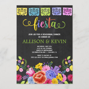 Invitation Dîner de répétition de Fiesta, thème mexicain flor