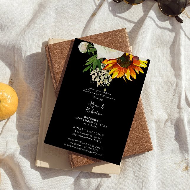 Invitation Dîner de répétition de fleurs de tournesol Artsy - (Créateur téléchargé)