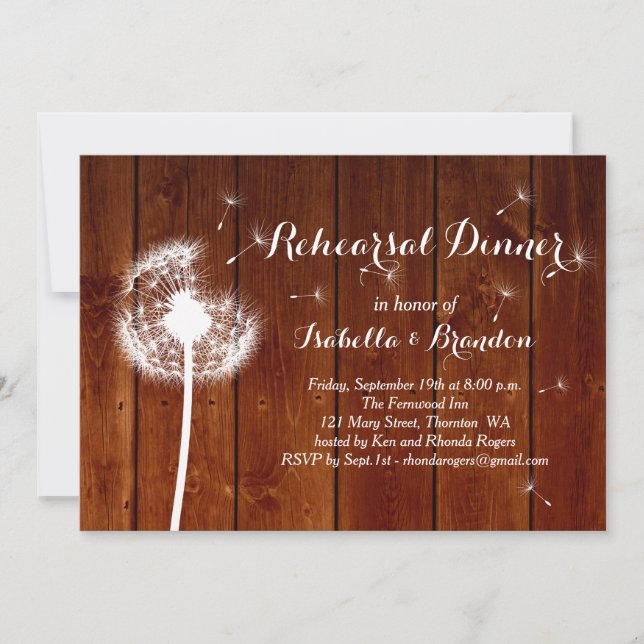 Invitation Dîner de répétition de fleurs et de bois Invitatio (Devant)
