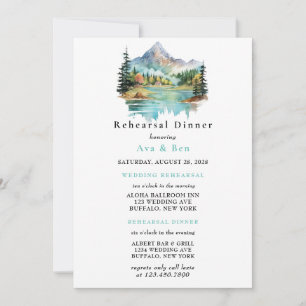 Invitation Dîner de répétition de Forest Lakeside Mountain