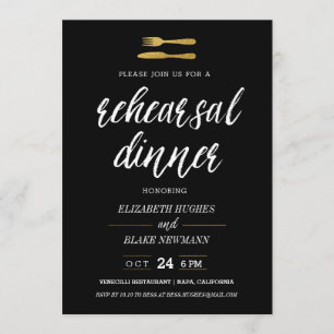 Invitation Dîner de répétition de Fork & Knife Faux Foil Invi