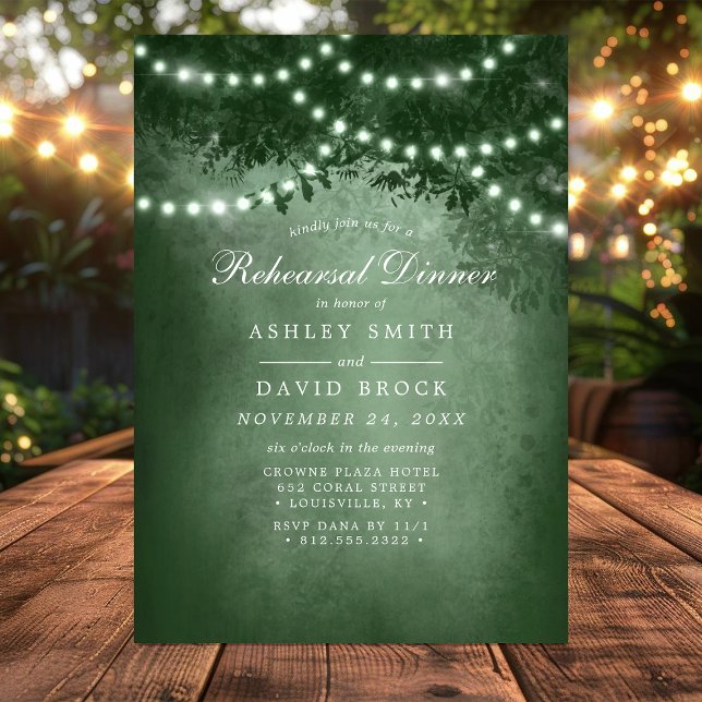 Invitation Dîner de répétition de Green Rustic Tree (Créateur téléchargé)