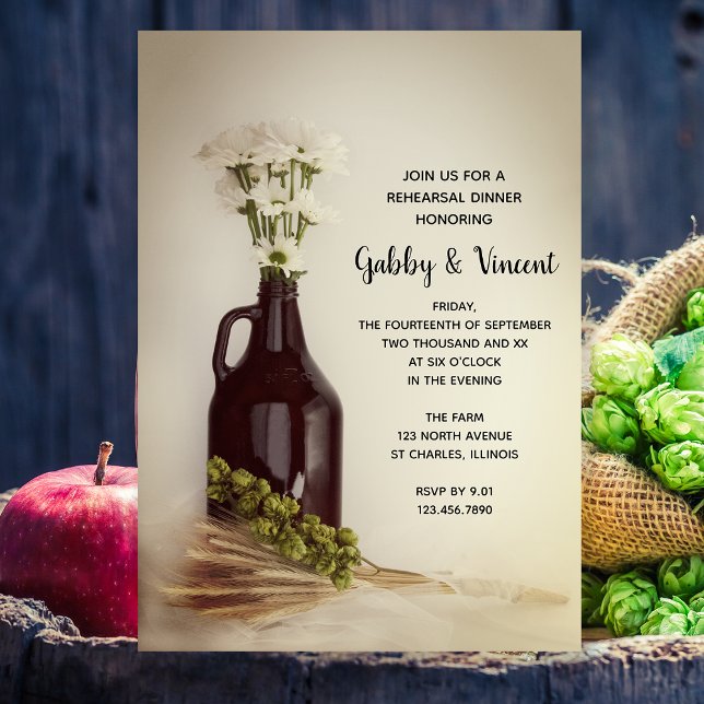 Invitation Dîner de répétition de la brasserie Growler, Hops  (Créateur téléchargé)