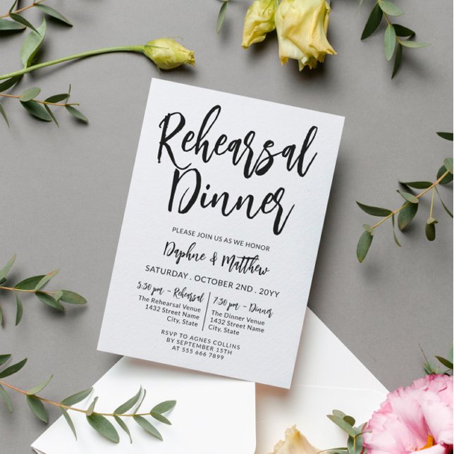 Invitation Dîner de répétition de la calligraphie de Charme n (Créateur téléchargé)