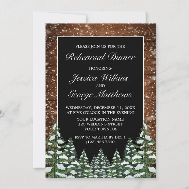 Invitation Dîner de répétition de la campagne de la forêt et  (Devant)