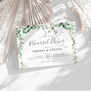 Invitation dîner de répétition de la couronne d'eucalyptus