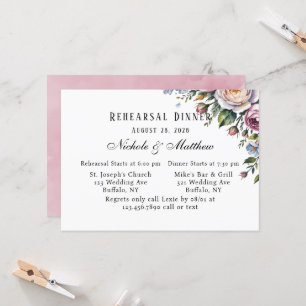 Invitation Dîner de répétition de la couronne florale romanti
