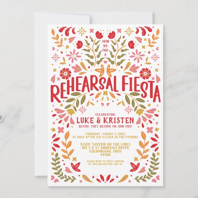 Invitation Dîner de répétition de la fête (Devant)
