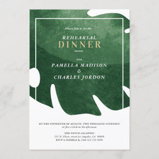 Invitation Dîner de répétition de la feuille tropicale verte