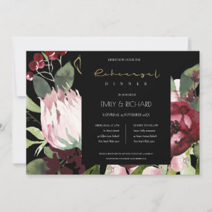 INVITATION DÎNER DE RÉPÉTITION DE LA FLORE PROTÉA BURGUNDY NO