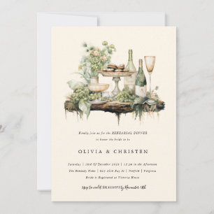 Invitation Dîner de répétition de la forêt d'aquarelle enchan