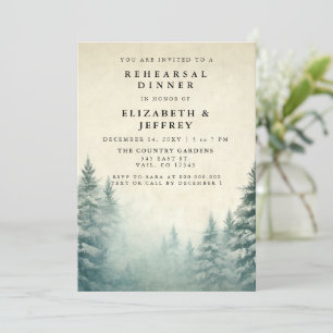 Invitation Dîner de répétition de la forêt de pins d'aquarell