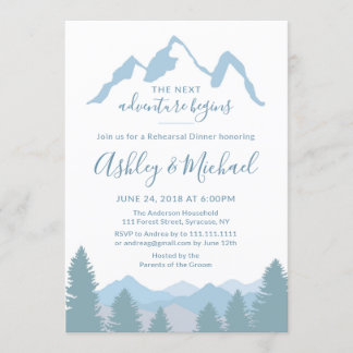 Invitation Dîner de répétition de la forêt des Montagnes Bleu