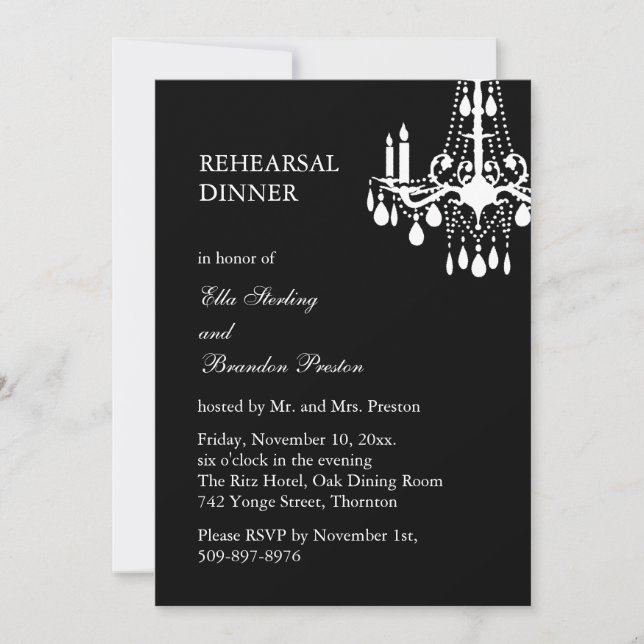 Invitation Dîner de répétition de la grande salle de bal Invi (Devant)