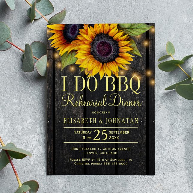 Invitation Dîner de répétition de la grange de tournesol d'or (Créateur téléchargé)