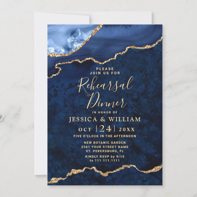 Invitation Dîner de répétition de la grille d'âge en marbre d (Devant)