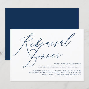 Invitation Dîner de répétition de la Marine Blue Elegant Call