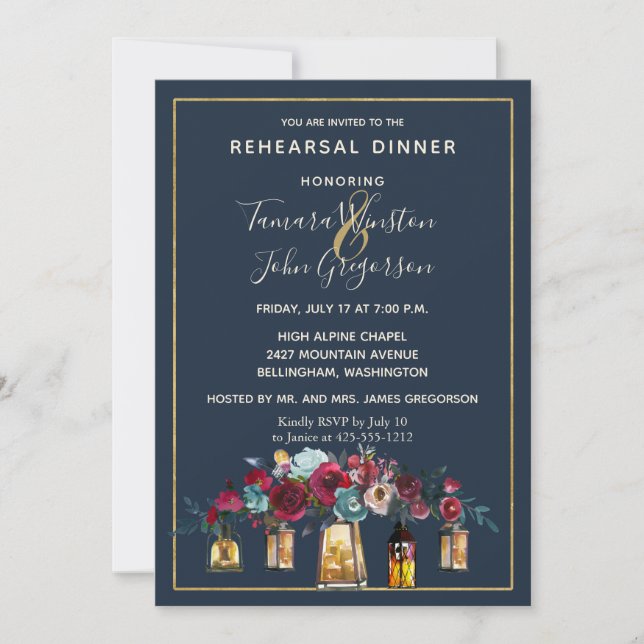 Invitation Dîner de répétition de la marine des Lanternes rus (Devant)