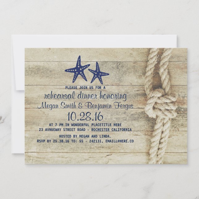 Invitation Dîner de répétition de la marine nautique sur le b (Devant)