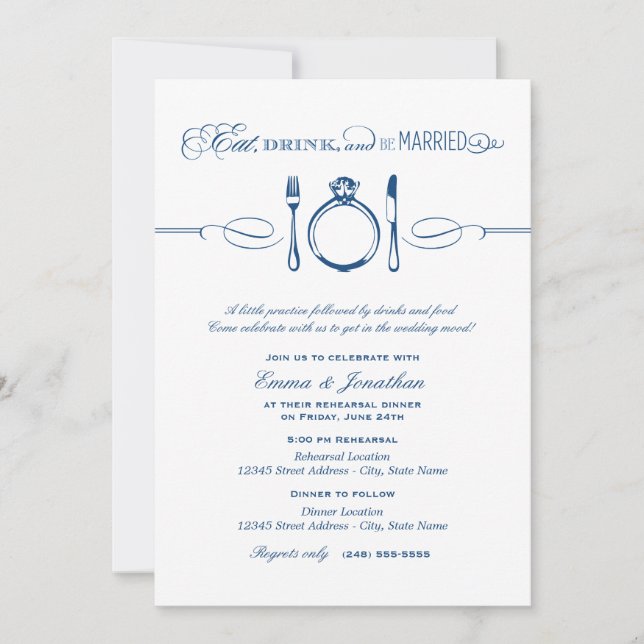Invitation Dîner de répétition de la Marine pour boire et êtr (Devant)