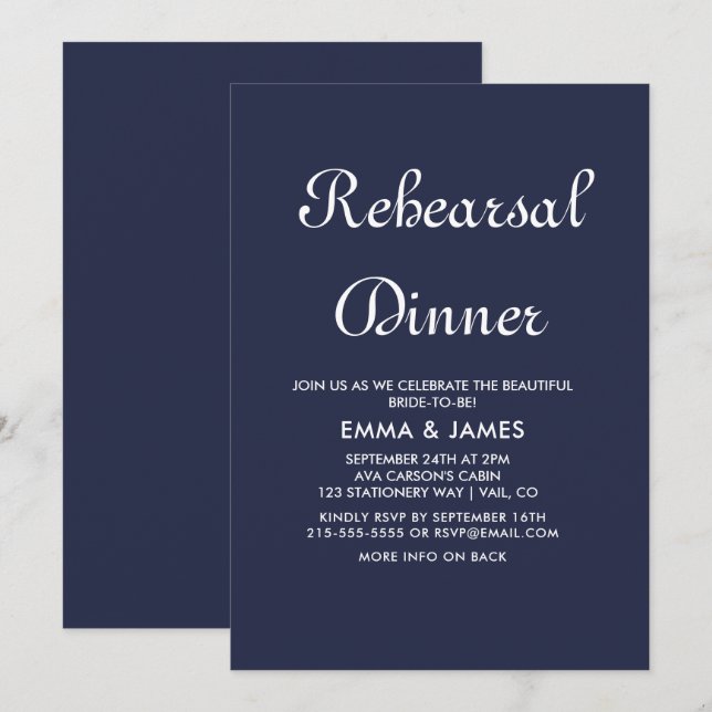 Invitation Dîner de répétition de la Marine romantique (Devant / Derrière)