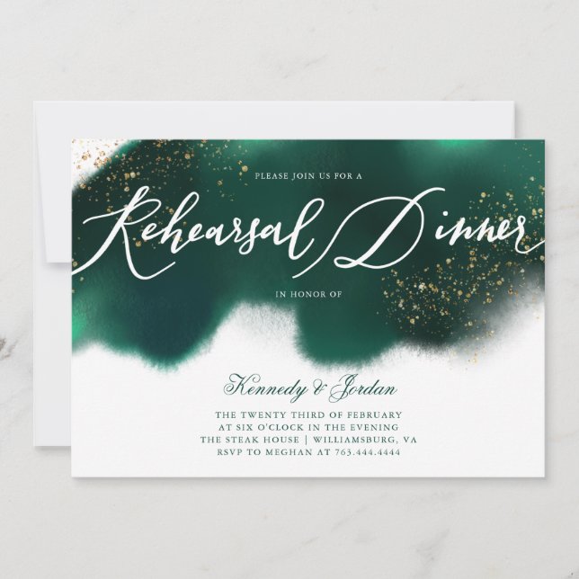 Invitation Dîner de répétition de la Parties scintillant d'or (Devant)