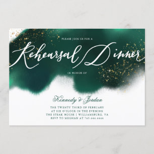 Invitation Dîner de répétition de la Parties scintillant d'or