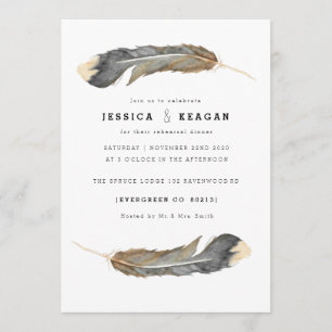 Invitation Dîner de répétition de la plume d'aquarelle