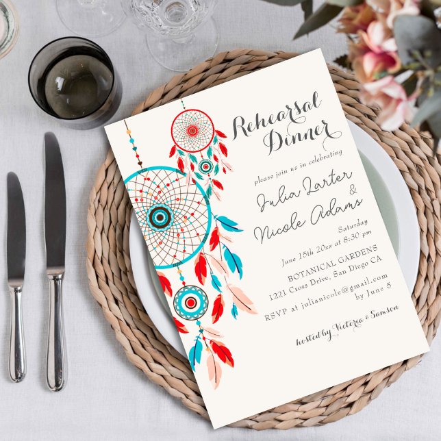 Invitation Dîner de répétition de la plume de la tribu Boho D (Créateur téléchargé)