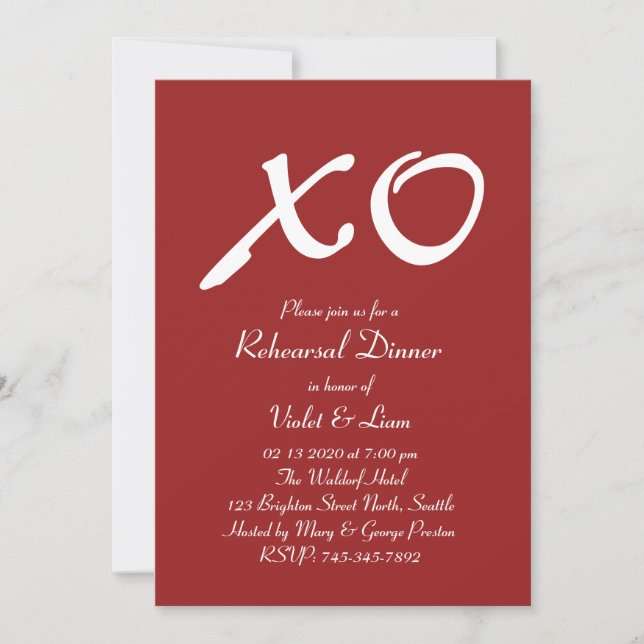 Invitation Dîner de répétition de la Saint-Valentin Invitatio (Devant)