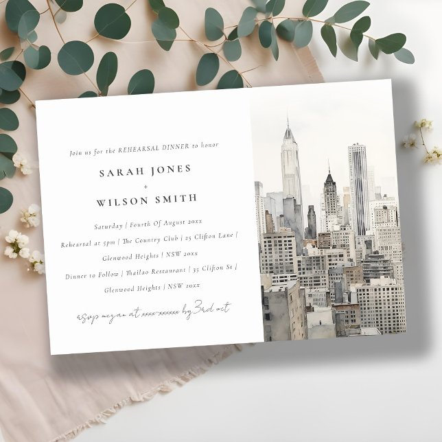 Invitation Dîner de répétition de la Skyline de New York (Créateur téléchargé)