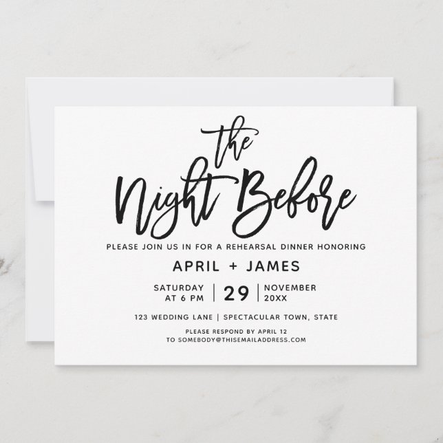 Invitation Dîner de répétition de la typographie de brosse In (Devant)