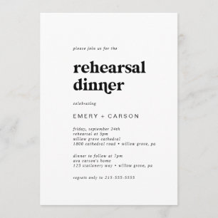 Invitation Dîner de répétition de la typographie noire modern