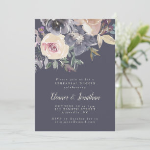 Invitation Dîner de répétition de l'aquarelle florale foncée