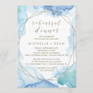 Invitation Dîner de répétition de l'aquarelle géométrique