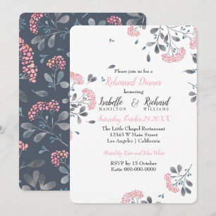 Invitation Dîner de répétition de l'aquarelle rose fleurie de